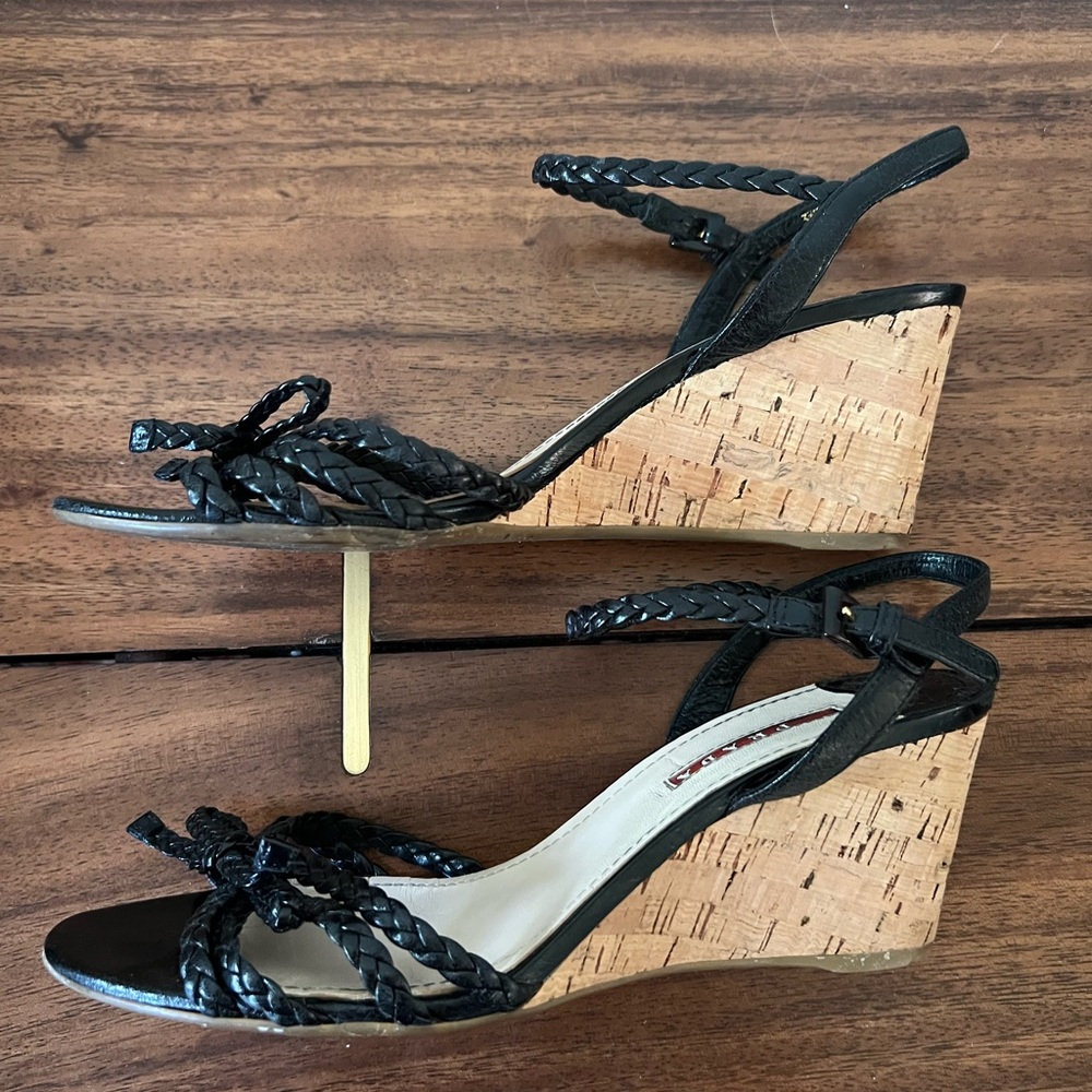 Prada Black Braided Strap Sandals - Picture 11 of 13